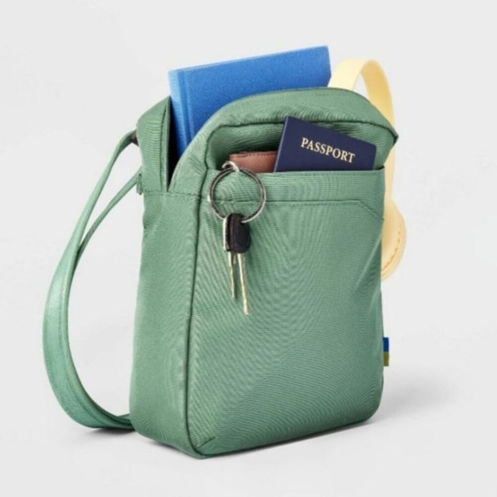 Open Story Anti-Theft Vertical Travel Green Water Repellent Festival Crossbody - Picture 2 of 11